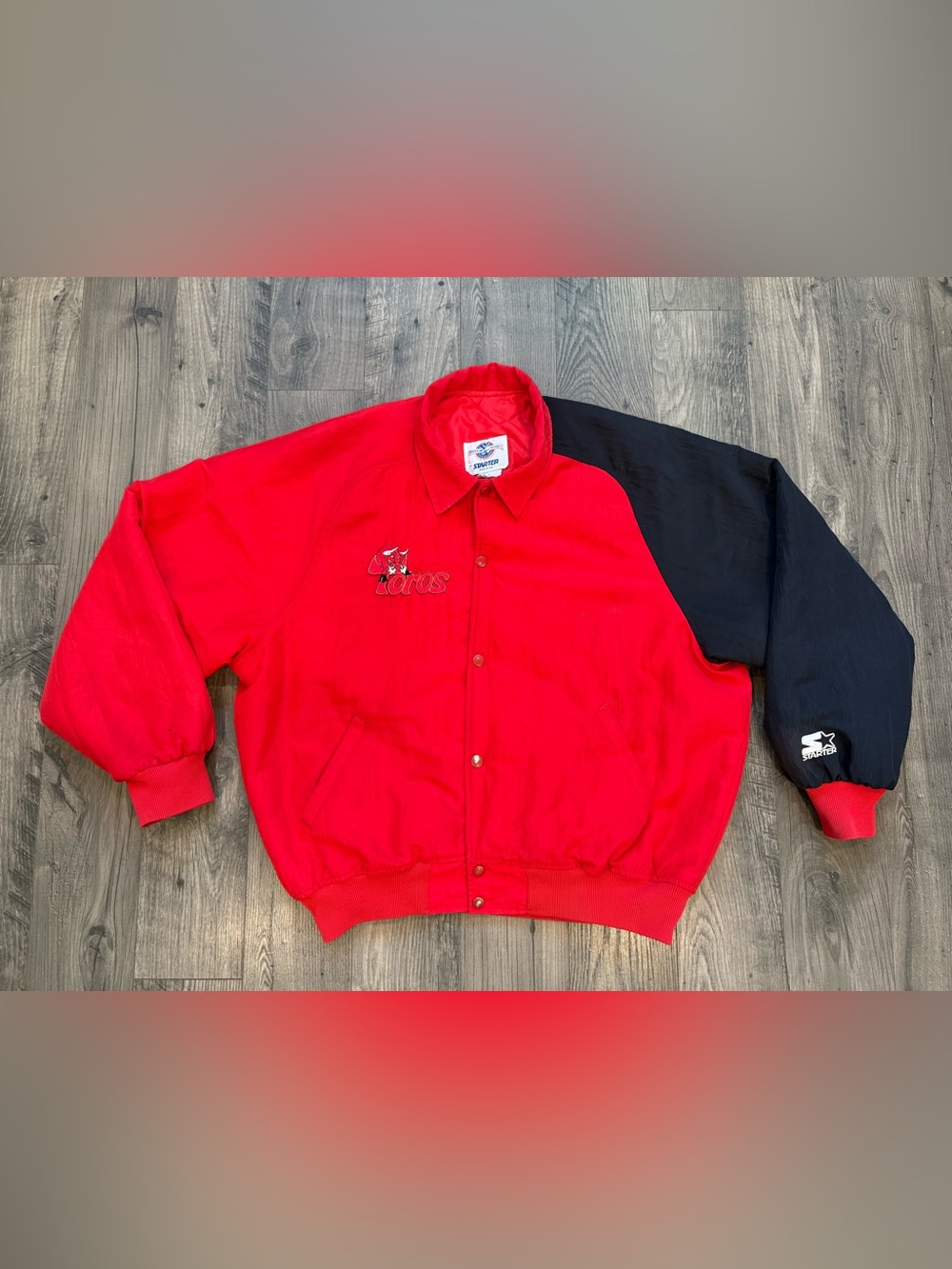 Vintage Rare 90’s Starter MiLB Tucson Toros Red And Black Large Bomber Jacket